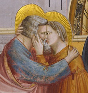 Giotto, "Incontro tra Gioacchino e Anna", Cappella <br>degli Scrovegni (Padova).