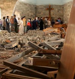 Una chiesa cristiana distrutta a Baghdad.