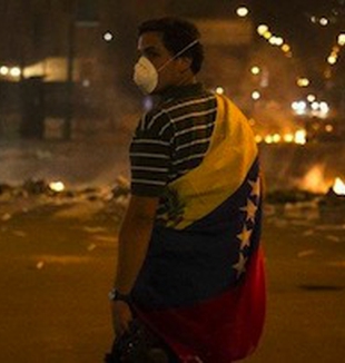 Gli scontri a Caracas. 