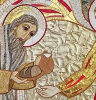 Un particolare del mosaico di padre Rupnik.