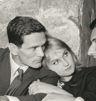 Pasolini, Laura Betti e Goffredo Parise <br>in occasione del Premio Strega, 1960.
