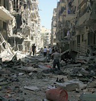 La città di Aleppo distrutta dopo i bombardamenti.