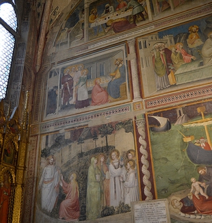 Giovanni da Milano, Cappella Rinuccini, Basilica di Santa Croce, Firenze,  parete destra:  cinque storie della Maddalena.