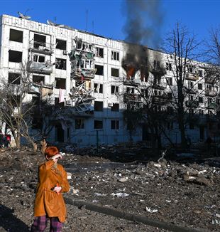 La distruzione a Chuhuiv dopo i bombardamenti russi, nella regione di Charkiv, Est Ucraina (Foto Justin Yau/Sipa USA/Mondadori Portfolio)