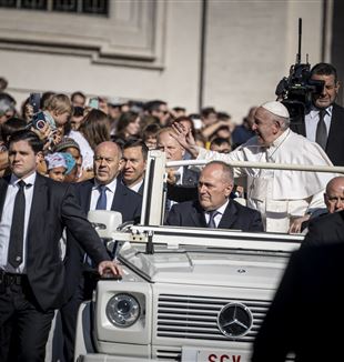 Papa Francesco durante l'Udienza del 15 ottobre 2022 (Foto: Roberto Masi/Fraternità di CL)