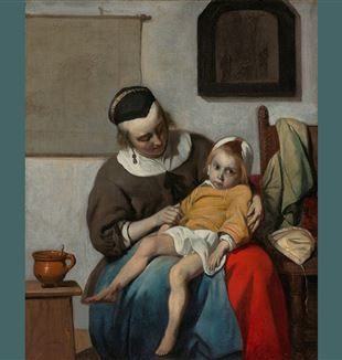 Gabriel Metsu, Il bambino malato, 1660-1665, Rijks Museum, Amsterdam